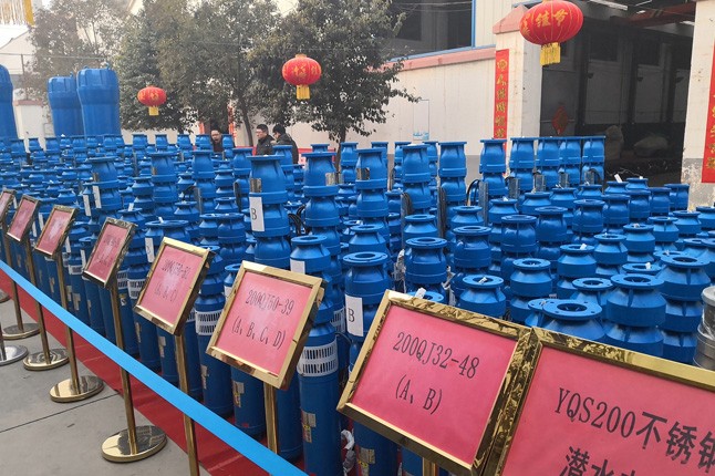 公司2019年度潛水泵、深井泵、污水泵、管道泵等產品展示現場